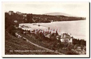 Old Postcard Thonon les Bains View of the harbor and Lake Leman