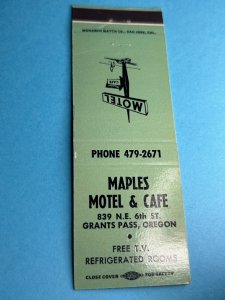 Vintage Matchbook Cover Maples Motel & Cafe Grants Pass, Oregon MB158