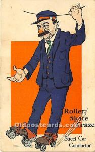 Old Vintage Rollae Skating Postcard Post Card Roller Skate Craze, Street Car ...