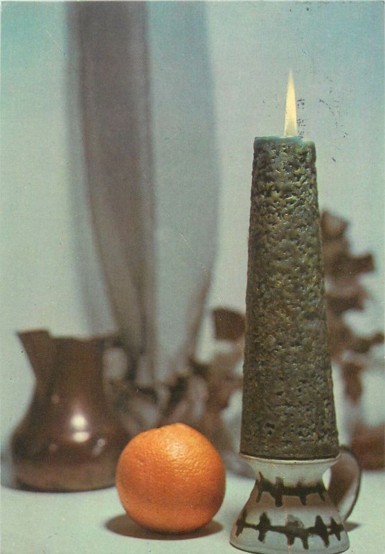 Holidays candles fire orange vase Postcard
