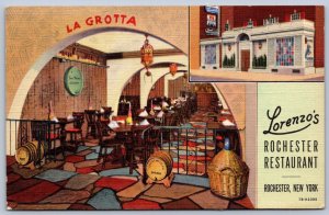 K32/ Rochester New York Postcard Linen Lorenzos La Grotta Restaurant 1424