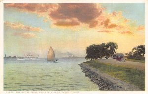 A990 US Michigan Detroit Shore Drive Belle Isle Park Boat vintage postcard