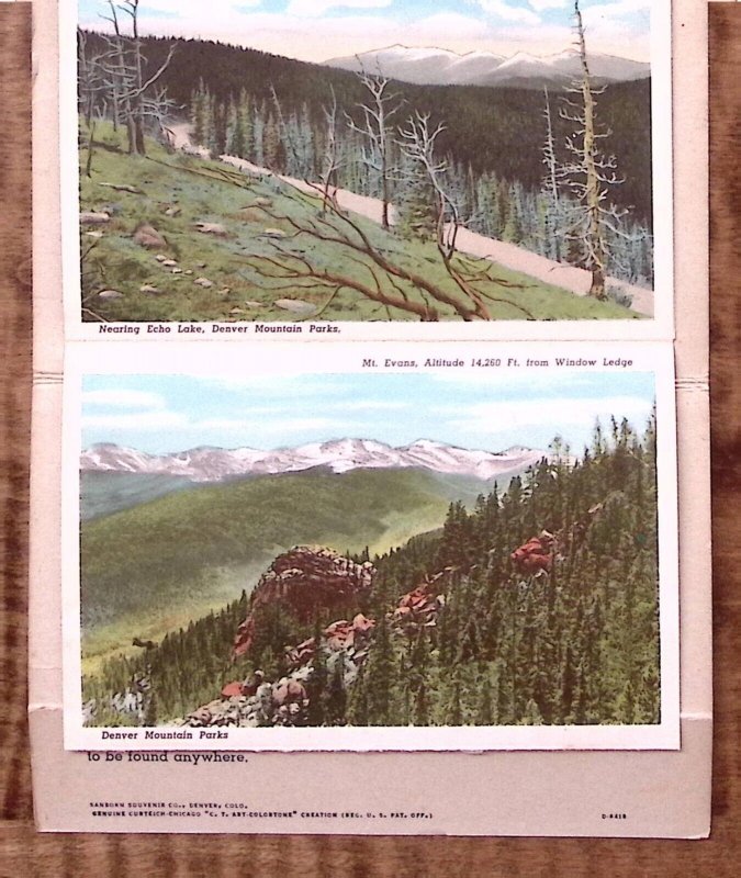 1940s MT EVANS REGION COLORADO SOUVENIR FOLDER POSTCARD 8 VIEWS  Z3283