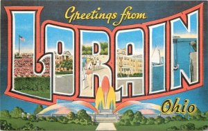 Ohio Lorain Large letters multi View Kropp Postcard 22-7900