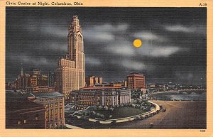 Civic Centerr, Night Columbus, Ohio OH Postcard