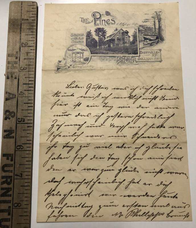 Vtg 1895 Lot of 2 THE PINES Shohola Glen Barryville New York Letterhead Envelope