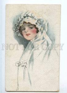 187056 Bride WEDDING by Court BARBER Vintage MILITARY POST PC