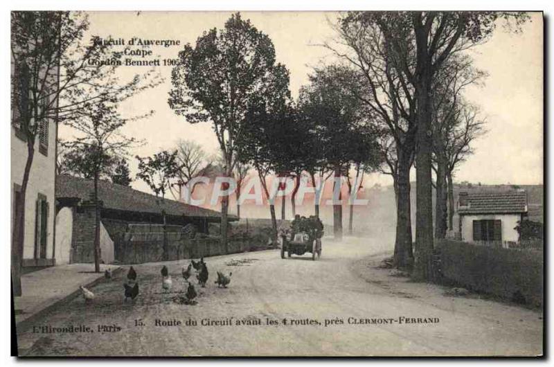 Postcard Old Cars Tour d & # 39Auvergne Gordon Bennett Cup 1905 circuit route...