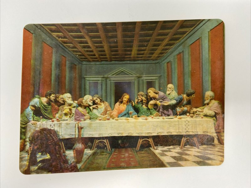 Vintage Lenticular 3-D Postcard Last Supper Religious Jesus Christianity