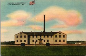 Vtg Division Headquarters Camp Atterbury Indiana IN 1940s Unused Linen Postcard