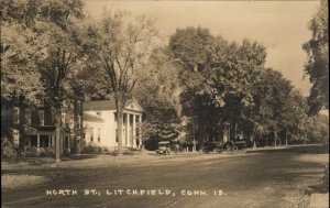 Litchfield Connecticut CT North St. c1920 Real Photo Postcard