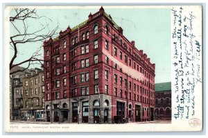 1909 Hotel Thorndike & Restaurant Building Carriage Entrance Boston MA Postcard