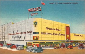 ST PETERSBURG, Florida~FL  WEBB'S CITY DRUG STORE~Unusual Roadside  Postcard