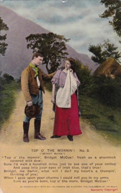 Bamforth Romantic Couple Top O' The Mornin' No 2 1912