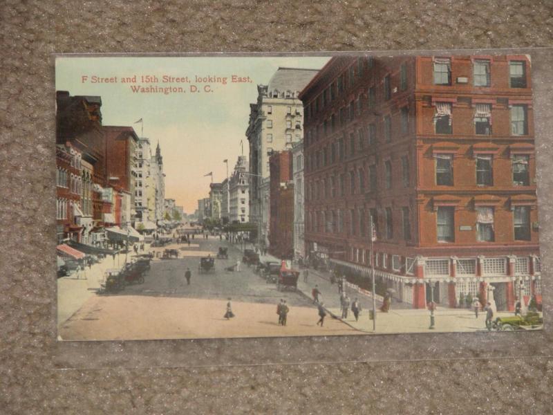 F St. & 15th St. Looking East, Washington, D.C., unused vintage card