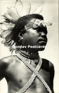dutch new guinea, Young Native Papua Boy with Feathers (1962) RPPC Stamp