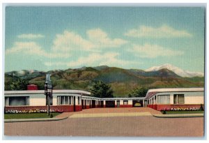 Colorado Springs Colorado Postcard Blue Moon Lodge Exterior View Building c1940