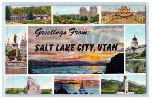 c1940s Multiview Greetings from Salt Lake City Utah UT Unposted Postcard