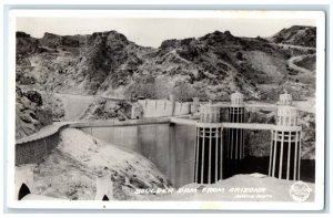 Boulder Dam From Arizona AZ Frashers Albu & Los Angeles RPO RPPC Photo Postcard