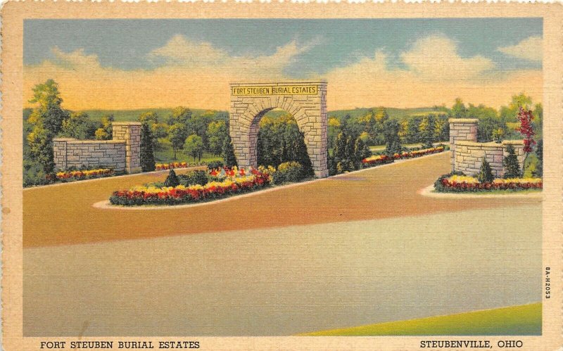 Steubenville Ohio 1940-50s Postcard Fort Steuben Burial Estates