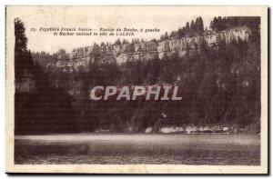 Old Postcard Frontiere Franco Swiss Basin Doubs left rock imitating the head ...