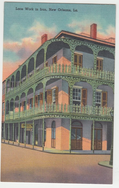 P2929, vintage postcard  the lace work in iron, new orleans LA, unused linen