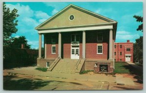 Jackson Missouri~First Baptist Church~Brick Building with Columns~Sign~1960s