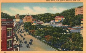 Vintage Postcard Street Scene Hot Springs National Park Arkansas Woodcock Mfg.