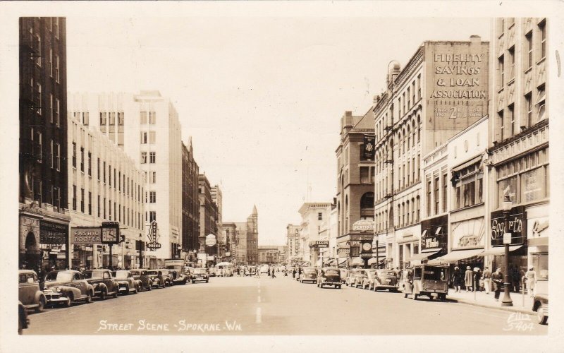 Old Cars Street Scene Spokane Washington 1946 sk42