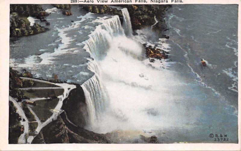NIAGARA FALLS NEW YORK~AERO VIEW AMERICAN FALLS- POSTCARD 1920s