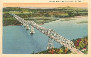 New York  NY Rip Van Winkle Bridge 1937 Linen Postcard Used