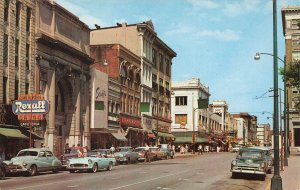 Lafayette IN Main Street Woolworth's Storefronts Rexall Drugs Store, Postcard