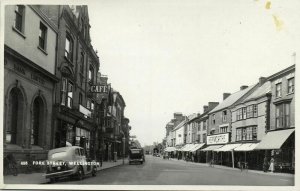 somerset, WELLINGTON, Fore Street, Car Cafe Bank (1950s) RPPC