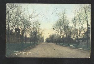 SEDALIA MISSOURI WEST BROADWAY STREET SCENE 1909 VINTAGE POSTCARD MO.