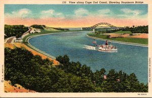 Massachusetts Cape Cod View Along Cape Cod Canal Showing Sagamore Bridge Curt...