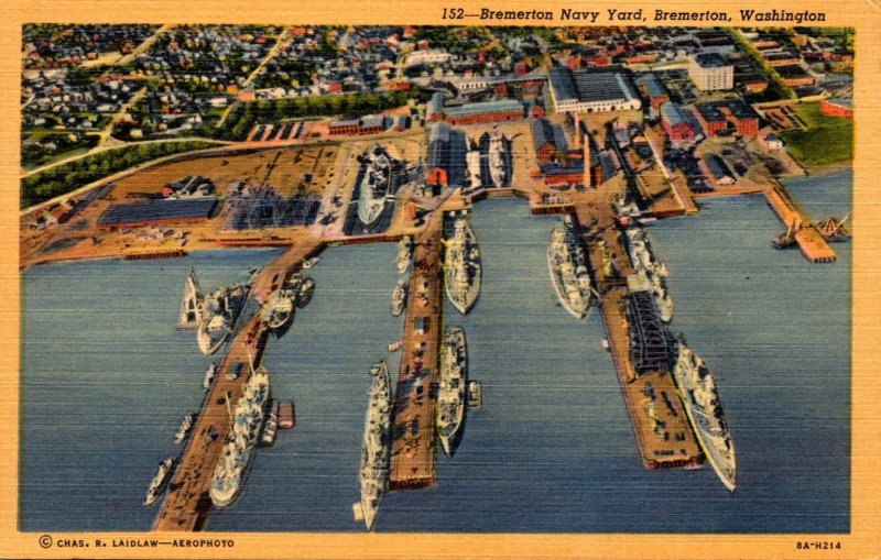 Washington Bremerton Aerial View Of Bremerton Navy Yard Curteich