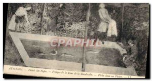 Old Postcard Avignon Popes' Palace Fresco of the Tower of the Wardrobe fishin...