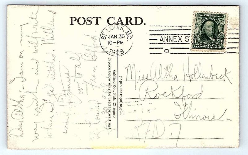 ST. LOUIS, MO Missouri ~ UNION RAILROAD STATION 1908 Wood Grain Border Postcard