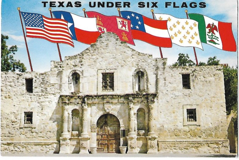 Texas Under Six Flags in front of the Alamo in San Antonio Texas 4 by 6