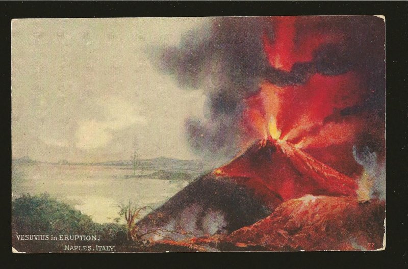 Vintage Vesuvius in Eruption Naple Italy Color Postcard Unused