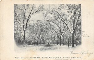 J20/ Columbus Ohio Postcard c1906 Great Snow Storm Broad Street Homes 123