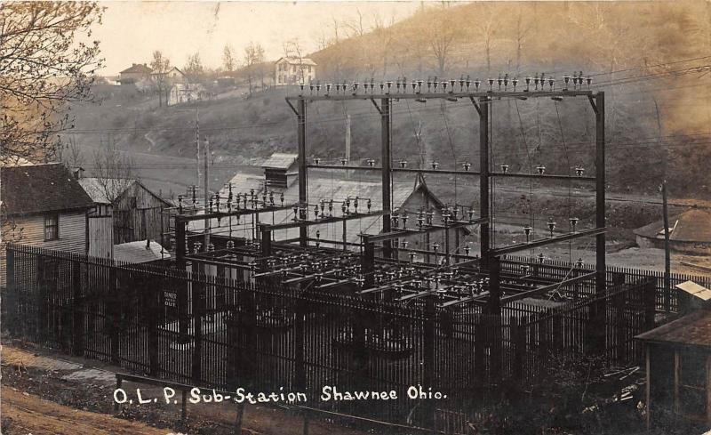 D16/ Shawnee Ohio Postcard RPPC Perry County c1910 O.L.P. Sub Station Electric