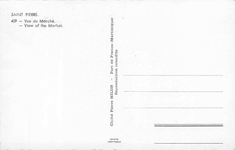 Saint Pierre View Of The Market Real Photo Postcard