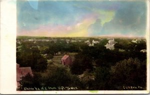 Hand Colored Real Photo Postcard Glasco, Kansas Northeast from U.P. Tower