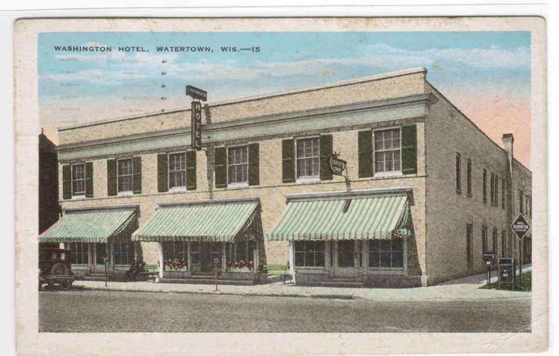 Washington Hotel Watertown Wisconsin 1935 postcard