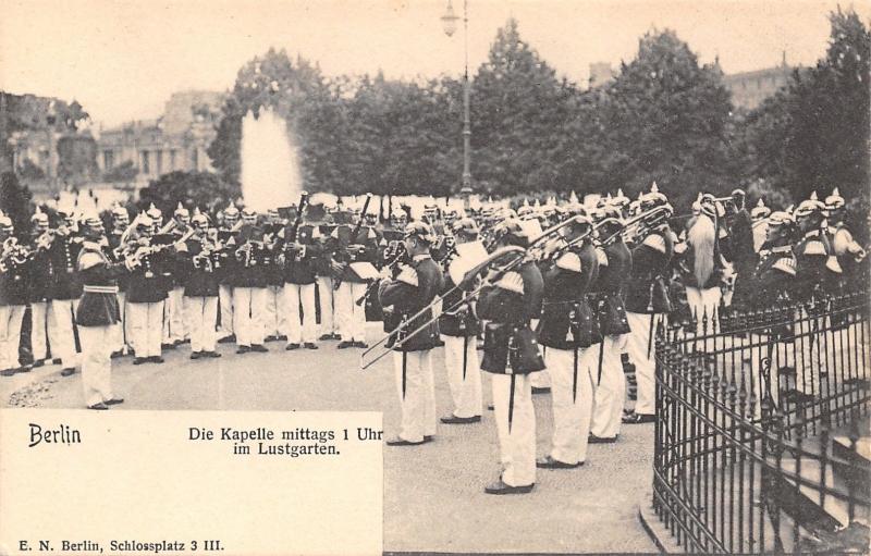 Berlin GermanyBrass Band at Chapel Garden1 OClock1905 B&W Postcard