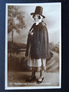 Cymru SWALLOW FALLS Portrait of Woman WELSH NATIONAL COSTUME c1930s RP Postcard