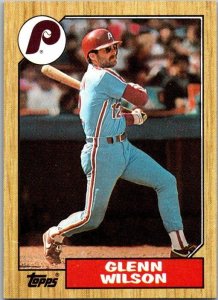 1987 Topps Baseball Card Glenn Wilson Philadelphia Phillies sk3478
