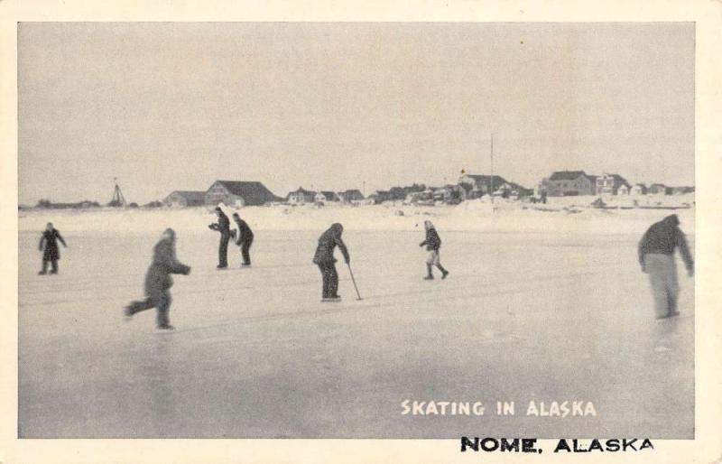 Nome Alaska Ice Skating Scene Antique Postcard K78927