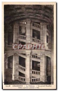 Old Postcard Chambord Chateu Grand Staircase